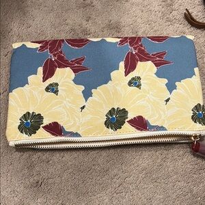 Floral Clutch with Blue and Yellow Design